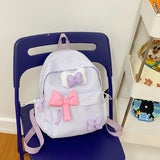 Qfdian Streetwear Travel Backpacks for Women Students Fashion All Match Trendy Schoolbags Sweet Y2k Aesthetic Plaid Kawaii Bow Backpack
