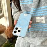 Qfdian Snowman stand holder magnetic cover for iphone 13 15 15pro 14promax 16 14 pro max 13promax winter stripes ins phone case