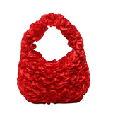 Qfdian Japanese Sweet Girls Pleated Ruffled Top-Handle Bags Fairy All Match Women Chic Clutches Trendy Y2k Aesthetic Purse and Handbags