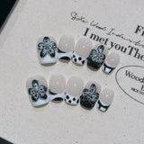 Qfdian  10pcs Butterfly Flower Fake Nails Medium Coffin False Nails Pearl Gradient Press on Nails French Nail Art Sweet Cool Nail Tips