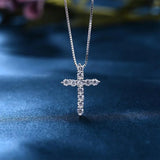 Zirconia Cross Crystal Pendant Necklace Silver Color Box Chain Female Choker Necklaces Fashion Jewelry Gifts For Women Girls