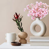Qfdian  Artificial Peach Blossom Party Decorations Fake Flowers Fake Plants Silk Flowers Arrangement for Wedding Home Office DIY Decor