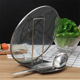 Qfdian  Stainless Steel Pan Pot Cover Stand Silver Color Soup Spoon Holder Drain Rack Stove Organizer Storage Kitchen Accessories