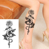 Qfdian  Realistic Fake Peony Temporary Tattoos For Women Girl Black Rose Elephant Flower Tattoo Sticker Tiger Anemone Tatoos Half Sleeve