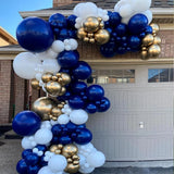 Qfdian  Navy Blue Balloons Arch Garland Kit White Chrome Gold Ballon Arch Graduation Decoration Wedding Baby Shower Birthday Party Decor