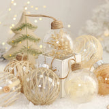 Qfdian  6Pcs/box Transparent Christmas Ball Ornaments Wrap Hemp Rope Rattan Balls Christmas Tree Hanging Decorations Wedding Party Decor