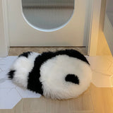 Qfdian Cute Panda Wool Fluffy White Carpet Kitchen Living Room Home Decoration Carpet Children Bedroom Sofa Entrance Door Mat