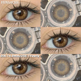 Qfdian  1 Pair Colored Contact Lenses BROWN Natural Eye Contacts Super Natural Lens Gray Color Lens Beautiful Pupils Cosmetics