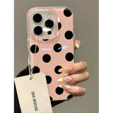 Qfdian Trendy Ins Style Summer Korean Style Simple Personalized Wave Points Phone Case For iPhone 16 15 14 13 12Pro Max Soft Back Cover
