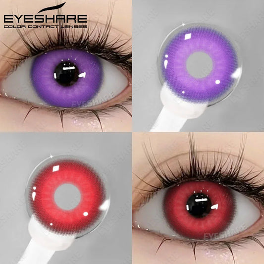 EYESHARE 1pair Colored Contact Lenses For Eyes Cosplay Red Eye Lenses Blue Pupils Lens Purple Lenses Yearly Colorful Lens Eye