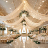 Qfdian Wedding Drapes Ceiling Decoration Chiffon Sheer Curtain for Weddings Reception Birthday Party Arch Drapery Tent Bedroom Backdrop