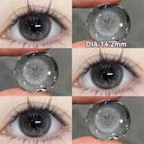 Qfdian  2PCS New Gray Prescription Contact Lenses Fashion Pupils Cosmetics Eye Color Lenses Myopia Colored Contact Lenses Brown
