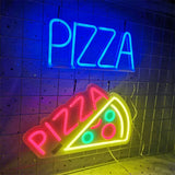 Qfdian  Pizza Neon Sign Decor Open Neon Sign Wall Decor Pizza Neon Sign Indoor LED Nightlight Sign for Store Handmade Business Sign