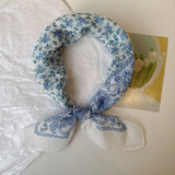 Qfdian  Printed fresh and sweet childlike style small square scarf for women spring and autumn new neck scarf sun protection scarf
