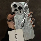 Qfdian Cool Black and White Lightning Phone Case for IPhone 16 11 12 13 14 15 Pro Max XR XS X 7 8 Plus SE 22 Chiffon Texture Back Cover