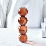 Qfdian Retro Glass Spherical Colorful Vase