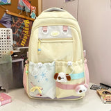 Qfdian Patchwork Contrast Color Kawaii Chic Schoolbags High-capacity Preppy Pockets Backpack All Match Y2k Backpacks for Women Students