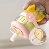 Qfdian  Cute Flower Tea Water Separation Glass Cup with Straw Cold Brew Flower Tea Cup For Women Tumbler Juice Milk Coffee Drinkware Cup