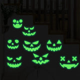 2 Piece Halloween Green Glow in The Dark Wall Stickers Self Adhesive and Removable Suitable for Parties Outdoor Steps Doors