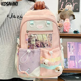 Qfdian Patchwork Contrast Color Kawaii Chic Schoolbags High-capacity Preppy Pockets Backpack All Match Y2k Backpacks for Women Students