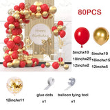 Qfdian  96Pcs Red White Balloon Arch Garland Kit Red Confetti Ballon Set Birthday Party Decoration Wedding Graduation Baby Shower Globos