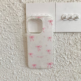 Qfdian INS Korea Pink Bow Knot Phone Case For Iphone 15ProMax 16Pro 13 14 15 16 Pro Max 14ProMax 16ProMax Cover Fundas