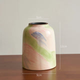 Qfdian  Hand Drawn Oil Painting Ceramic Vase Glazed Hydroponic Vase with Cracks American Country Style Home Interior Decoration Gift