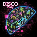 Qfdian  In The Dark Mushroom Folding Fan  Vibrant Neon Psychedelic Design Handheld PP Material for Parties Raves Halloween
