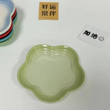 Qfdian Plum Blossom Small Plate 5.5Inches 14cm Rainbow Sauce Plate Flower Shaped Pet Gradual Spike Bone Plate Tableware Ceramic Dishs