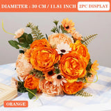 Qfdian  Decorative Flowers Silk Peony Artificial Daisy High Quality Red Bride Bouquet Wedding Decor Fake Flower Home boda Accessories