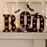Qfdian  3PCS,Indoor Halloween Decoration,LED Light Letters,"Boo" Letter Lights Halloween Decor Kitchen Tabletop Fireplace Mantel Party