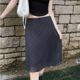 Qfdian  New Korean Chic Spring French Retro Plaid Mid-Length High Waist A-line Skirt for Women Casual Vintage Designer Y2k Female Skirt