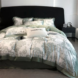 Qfdian Soft Silky Skin Friendl natural Eucalyptus Fiber Lyocell Bedding Set Forest Plants Leopard Duvet Cover Set Bed Sheet Pillowcases