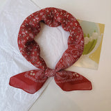 Qfdian  Printed fresh and sweet childlike style small square scarf for women spring and autumn new neck scarf sun protection scarf