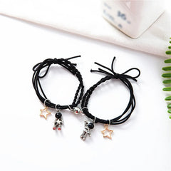 2Pcs/Set Astronaut Hollow Star Couple Bracelet For Lovers Magnetic Attract Spaceman Braided Rope Bracelets Friendship Jewelry