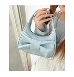 Qfdian Japanese Sweet Kawaii Bow Purses and Handbags Women Casual Top-Handle Bags Y2k Elegant Shoulder Crossbody Bag Fashion Clutches