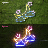 Qfdian  Moon Cloud Star Neon Sign for Wall Decor USB Powered Moon Cloud Stars Neon Sign Light up For Bedroom Kids Room Girls Party Bar