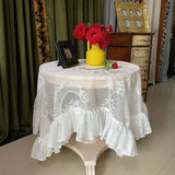 Qfdian Retro Lace Tablecloth French Style Coffee Table Cloth Bedside TableCover Wedding Party Dining Home Decor Picnic Background Cloth