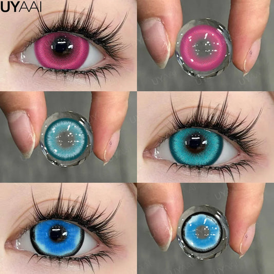 UYAAI Cosplay Color Contact Lenses for Eyes Anime Red Lenses Cosmetics Black Colored Lenses Halloween White Large Diameter Lens