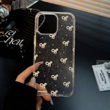 Qfdian Shiny blue bowknot soft phone case for iphone 15promax 13 11 15 13pro 15pro 12 14promax 12pro 14 pro max transparent fundas capa