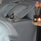 Qfdian 4Pcs Luxury Embroidery 1000TC Lyocell Eucalyptus Fiber Soft Silky Bedding Set Duvet Cover Set Bed Sheet/Fitted Sheet Pillowcases