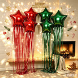 Qfdian  13Pcs Tassel Star-Shaped Balloon Set, Includes 18inch Star-Shaped Balloons with Rain Curtain Tassels, Suitable for Halloween, Christmas, Birthday Parties, 2027 New Year Decorations, K-Pop Music Themed Party Decoration