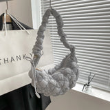 Qfdian Y2k Aesthetic Pleated Office Lady Crossbody Bags All Match Ins Bubble Quilted Cloud Bag Fashion Women Casual Shoulder Handbags