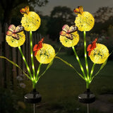 Qfdian  Solar Butterfly Dandelion Light Waterproof Outdoor Solar Lamp LED Garden Stake Light for Courtyard Balcony Lawn Yard Decoration