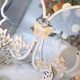 Qfdian  Wooden Heart-Shaped Butterfly Wedding Party Guest Books Commemoration Wedding New Year Decoration Wedding Birthday Home Ornament