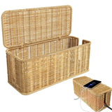 Qfdian  Cord Organizer Box Hand-woven Wire Storage Box Breathable Cable Hider Box Cord Hider Wire Box Desktop Data Line Plug Holders