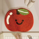 Qfdian  Creative Fruit-shaped Bath Mat Thickened Flocked Microfiber Bathroom Rug Non-slip Water-absorbent Quick-drying Foot Mat