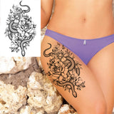 Qfdian  Realistic Sexy Peony Tattoos Temporary Women Adult Flower Arm Tattoos Sticker Waterproof Fake Floral Bloosom Body Leg Art Tatoos