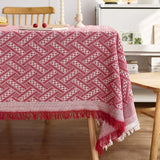 Qfdian  Cotton Linen Tablecloth Rectangular Decorative Protector for Dining Table Coffee Table Dustproof for Home Kitchen Indoor Use