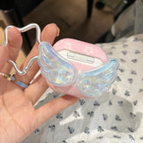 Qfdian  cute light pink white star angel wings for AirPods fourth generation earphone case airPodspro1/2 generation Apple 3rd